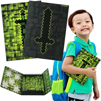 Afbeelding van PIXEL GAME Gelamineerde schoolmap met elastiek VOOR GAMER A4 STARPAK