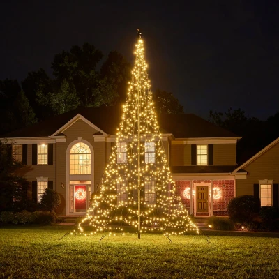 Afbeelding van Fairybell Vlaggenmast Kerstboom 6 meter 1200 LED lampjes Warm wit