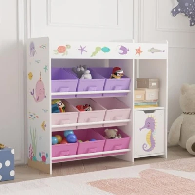 Afbeelding van Kinderkast Søndreland open kast 80x90x29,5 cm oceaan motief [en.casa]