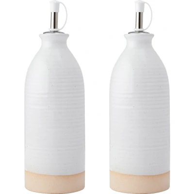 Afbeelding van KitchenCraft Idilica olie en azijnflessen, set van 2, crème, 450 ml