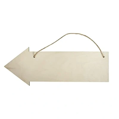 Image de Rayher Plaque en bois flèche FSC 100 %, 40 x 15 cm, épaisseur 6 mm, avec crochet de jute, bouleau, panneau à suspendre, planche bois, porte, porte vierge, signalisation 62848505
