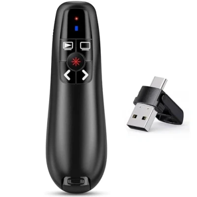 Afbeelding van 2 in 1 USB C Presentatie Clicker voor PowerPoint presentaties, 2,4 GHz draadloze Remote Presenter Slide Advancer PPT Mac Laptop