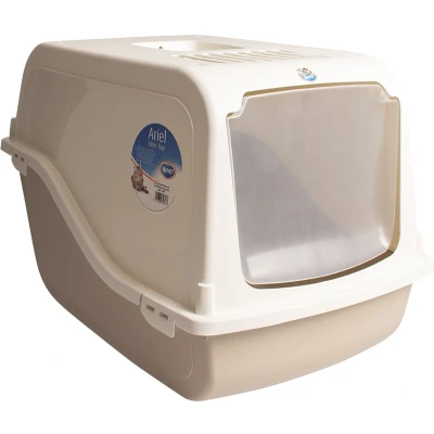 Afbeelding van Duvo+ Ariel Grote Kattenbak Met Filter Taupe 57 x 39 38 cm