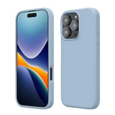 Afbeelding van kwmobile telefoonhoesje geschikt voor Apple iPhone 16 Pro Hoesje met siliconen coating Smartphone case in mat lichtblauw