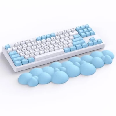 Afbeelding van Attack Shark Cloud Polssteun, ergonomisch, antislip, bureau handsteun, palmsteun voor mechanisch gamingtoetsenbord, TKL, 87 toetsen in normale grootte blauw
