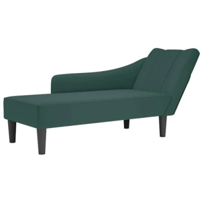 Afbeelding van vidaXL Chaise longue met rechterarmleuning fluweel donkergroen