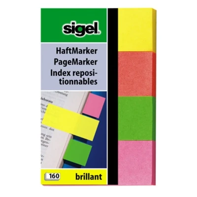 Image de sigel index repositionnables brillant, 50 x 20 mm, assorti, 160f