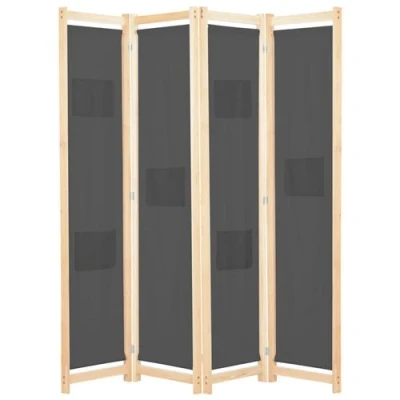 Afbeelding van Kamerscherm met 4 panelen 160x170x4 cm stof grijs