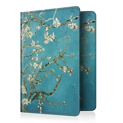 Afbeelding van Fintie paspoorthouderbeschermer, RFID blokkerende stoffen paspoorthoes met documentportemonnee voor creditcard, Europees paspoort, visitekaartjes, heren en dames,, Blossom