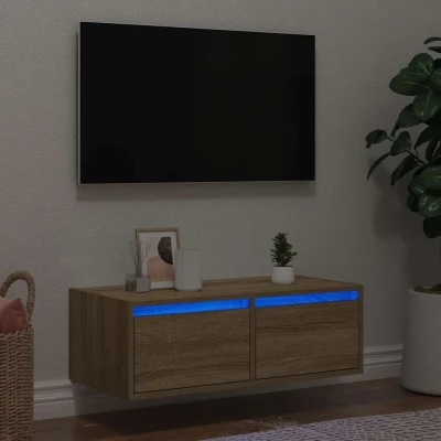 Afbeelding van vidaXL Tv meubel met LED verlichting 75x35,5x25 cm sonoma eikenkleurig