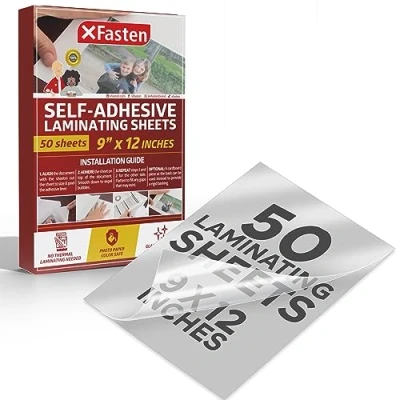 Afbeelding van XFasten 50 vellen lamineerfolie, zelfklevend, 22,9 x 30,5 cm