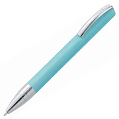 Afbeelding van ONLINE 36642 Balpen van mat geborsteld aluminium, Vision Classic turquoise, met internationale vulling M, zwarte inkt, in geschenkdoos