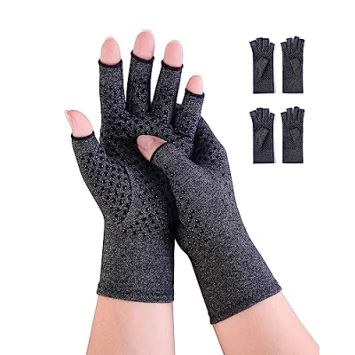 Afbeelding van Donfri 2 paar artritis handschoenen, compressiehandschoenen, vingerhandschoenen, voor pijnverlichting, gaming, dames en heren, antislip, tegen artrose, maat S, zwart