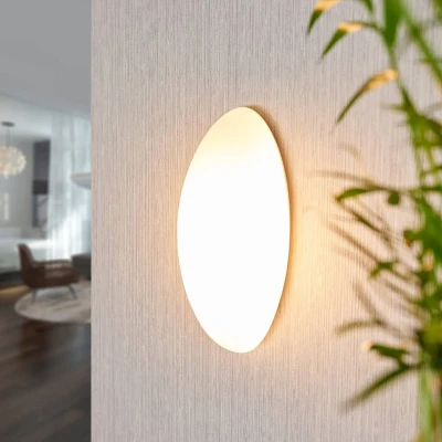 Afbeelding van Lucande wandlamp 1licht glas H: 24 cm E14 opaalwit
