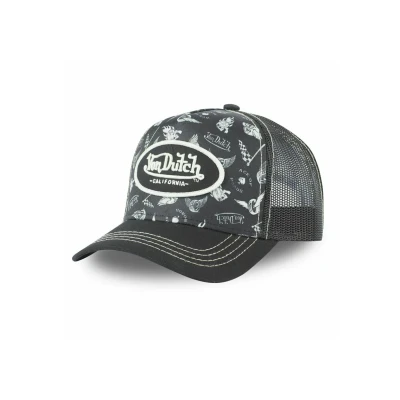 Afbeelding van Von Dutch Verstelbare pet voor dames en heren, truckerpet, atletisch, zacht casual fit, zwart, één maat, zwart.