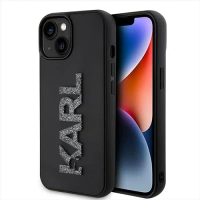 Afbeelding van iPhone 15 Backcase hoesje Karl Lagerfeld Effen Zwart TPU (Zacht)