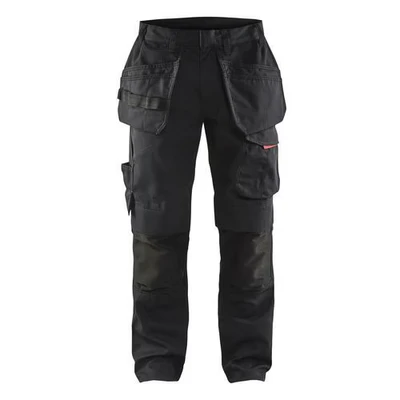 Image de Pantalon services stretch avec poches flottantes noir/rouge