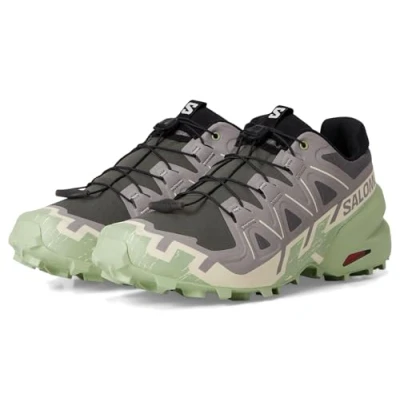 Afbeelding van Salomon Speedcross 6 Trail hardloopschoenen, Dames, Maat: 38 2/3, Castlerock/vanilla ice/smoke green Textiel/ synthetisch