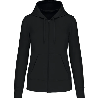 Afbeelding van Kariban Ecologische damessweater met capuchon en ritssluiting K4031 Black
