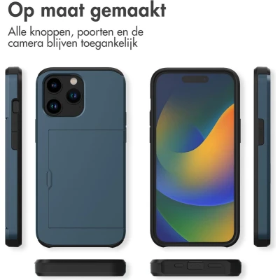 Afbeelding van iMoshion Hoesje Geschikt voor iPhone 14 Pro Ruimte 2 pasjes Backcover met pasjeshouder Donkerblauw