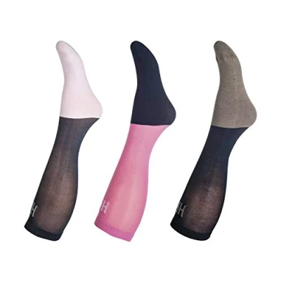 Afbeelding van HKM Set van 3 paar microkatoenen sokken voor heren, roze/marineblauw/grijs