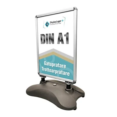 Afbeelding van DisplayLager, Deense kwaliteit Wind Sign posterhouder grijs voor DIN A1 posterafmetingen 594 x 841 mm robuuste en weerbestendige klantenaanslag ondersteuning snelheden van