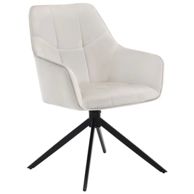 Afbeelding van WOLTU Draaibare eetkamerstoel met armleuningen, gevoerde metalen poten, beige, EZS09cm 1