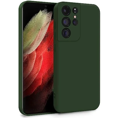 Afbeelding van MyGadget Beschermhoes voor Samsung Galaxy S21 Ultra, zachte en soepele hoes van TPU, met microvezelvoering, extra dun licht, olijfgroen