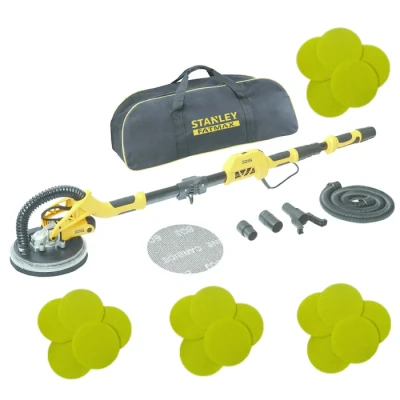 Afbeelding van Stanley SFMEE500S Langnek Schuurmachine Complete Set Inclusief 20x schuurschijven Telescopisch