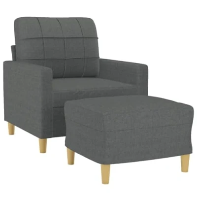 Afbeelding van vidaXL Fauteuil met voetenbank 60 cm stof donkergrijs