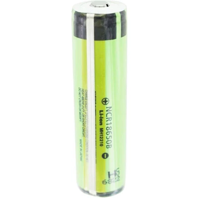Afbeelding van Panasonic 18650 Li ion batterij beschermd met 3,7 volt, 3400 mAh 3 stuks en LCD snellader