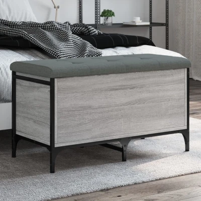 Afbeelding van Opbergbankje 82x42x45 cm bewerkt hout grijs sonoma eikenkleurig