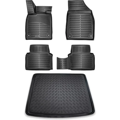 Afbeelding van ELMASLINE 3D rubberen matten en kofferbakmat voor Dacia Bigster vanaf 2025 (bovenste laadvloer), niet geschikt zachte hybride modellen, vloermataccessoires