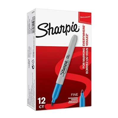 Afbeelding van Sharpie 2025038 Permanente marker, fijne punt, inkt, glanzend, blauw, 12 stuks