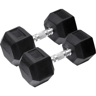Afbeelding van Orange Gym Hex Dumbbell Black 8 kg set van 2