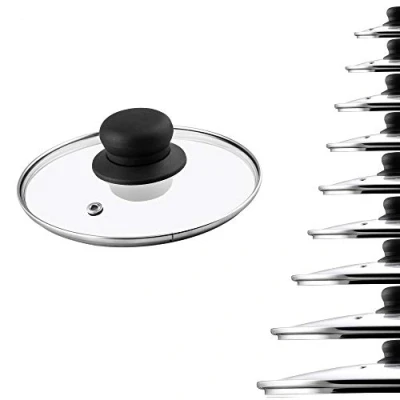 Afbeelding van KADAX Glazen deksel met kunststof handvat, stoomgat, hittebestendig, voor kookpan, braadpan, universeel in verschillende maten, transparant (16 cm)
