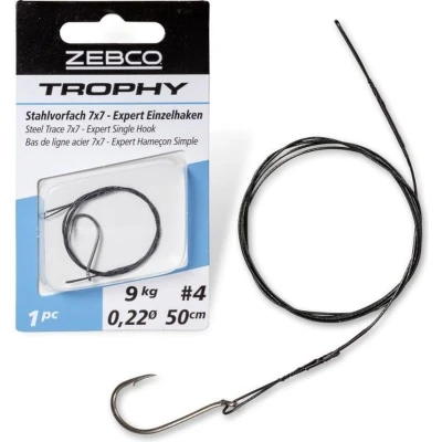 Afbeelding van Zebco Trophy Steel Trace 7x7 Expert Single Hook (1pc) Maat : 50cm 6 kilo