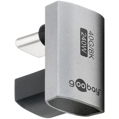 Afbeelding van goobay USB C adapter 240 W 40 Gbit verlenging 180 U vorm USB4 (mannelijk naar vrouwelijk) / 4.0 Adpter 8K @ 60Hz, achterwaarts compatibel met 3.1, 2.0/74445