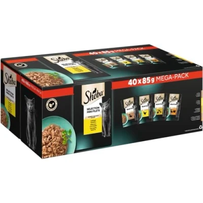Afbeelding van Sheba Selection in Saus kattenvoer verse verpakking nat voer voor dagelijkse ontspanningsmomenten, 40 x 85 g.