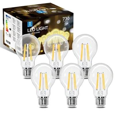Afbeelding van Aigostar Edison LED lamp, retro, vintage, E27, 6 W, komt overeen met 55 W halogeenlamp, 730 lumen, warm wit 2700 K, decoratieve lamp A60, hoek van 330 graden, CRI ≥ 80, stuks