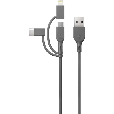 Afbeelding van GP Batteries USB laadkabel 2.0 A stekker, Apple Lightning micro B C stekker 1.00 m Grijs GPCBCY1NGYUSB313