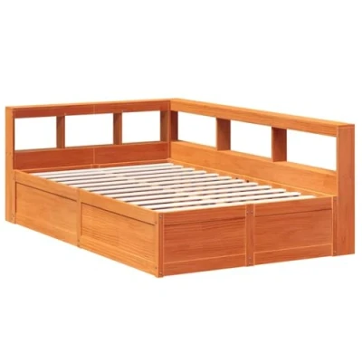 Image de vidaXL Lit bibliothèque sans matelas cire marron 120x200 cm pin massif855716
