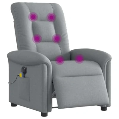 Afbeelding van VidaXL, Massagestoelen, Massagestoel elektrisch lichtgrijs stof