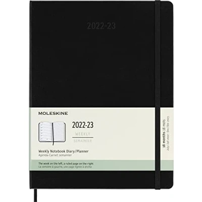 Afbeelding van Moleskine 18 Maanden Agenda 2022/23 Wekelijks XL Harde Kaft Zwart