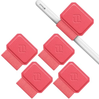 Afbeelding van FINTIE Penhouder compatibel met Apple Pencil Pro/Pencil (USB C)/Pencil (2e/1e generatie) [4 stuks] Pen Loop plakband bevestigd aan hoesjes, notitieboekjes, penlus, watermeloen