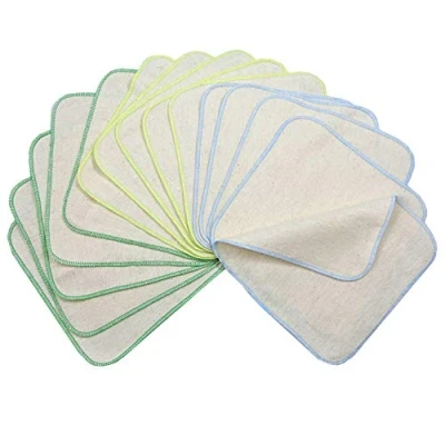 Afbeelding van avo+cado Washandjes van flanel, enkellaags, biologisch katoen, 15 stuks, herbruikbare babywashandjes ter vervanging vochtige doekjes, kleine wasbare katoenen doekjes
