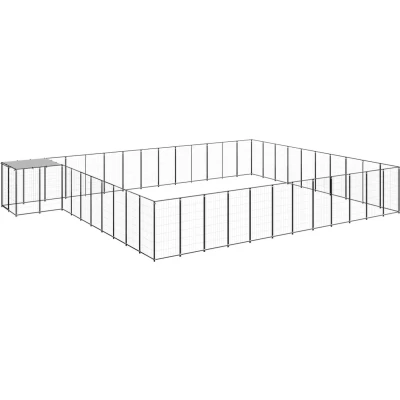 Afbeelding van vidaXL Hondenkennel 37,51 m² staal zwart