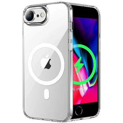 Afbeelding van Beschermhoes voor iPhone SE 2022/2020/iPhone 8 4,7 inch compatibel met MagSafe, krasbestendig, antislip beschermstructuur, klassieke stijl transparant