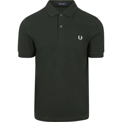 Afbeelding van Nú 2 voor 159,95 Fred Perry Polo M6000 Donkergroen T50 maat L heren met Slim fit Pasvorm Katoen Poloshirt