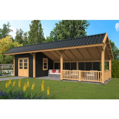 Afbeelding van Kapschuur Bergen XL type 8 Douglas Geschaafd 989x452x326cm Zwarte Wanden